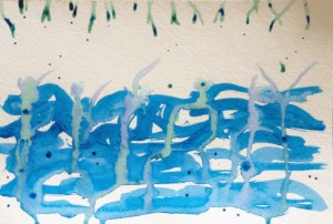 Added a glaze to the paint to enliven the color and slow the drying time. An ocean-ish pattern seems to be forming.