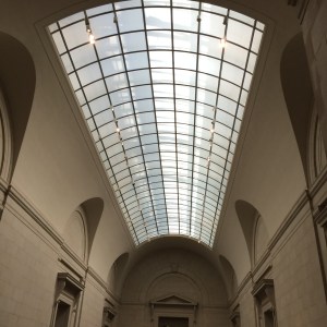 Walking to the exhibit.  Never forget to look up.