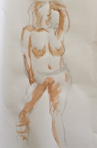 "Practice" with a 5 minute pose ...starting to add paint.