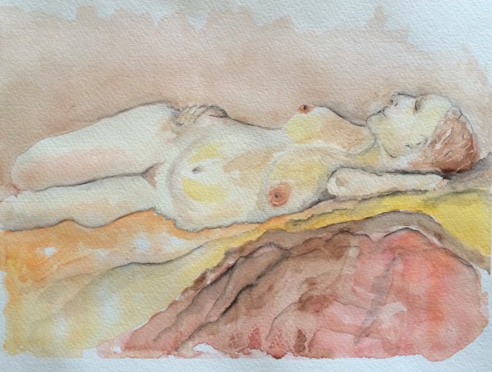 Female nude - I tried a new technique to add definition - water soluble graphite pencils.