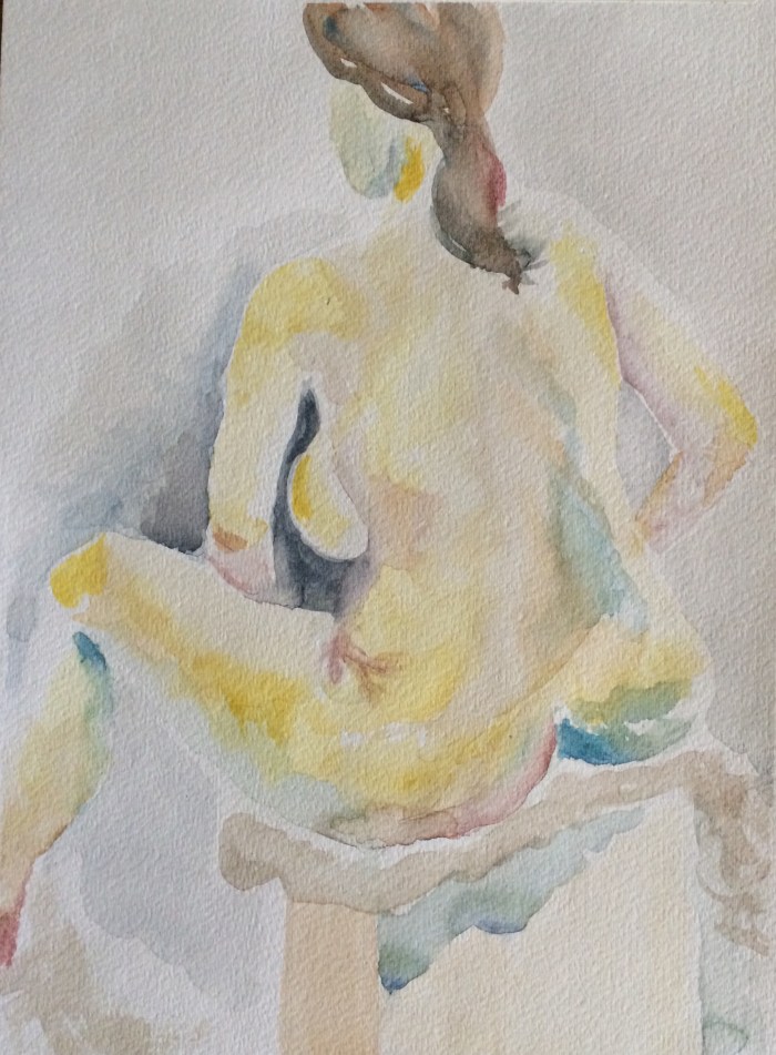 Female nude - using more impressionistic color palette and no outlines at all.
