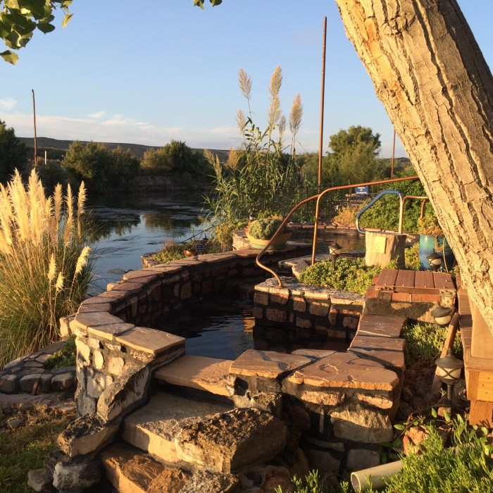 The public hot spring pools with a view of the Rio Grande.